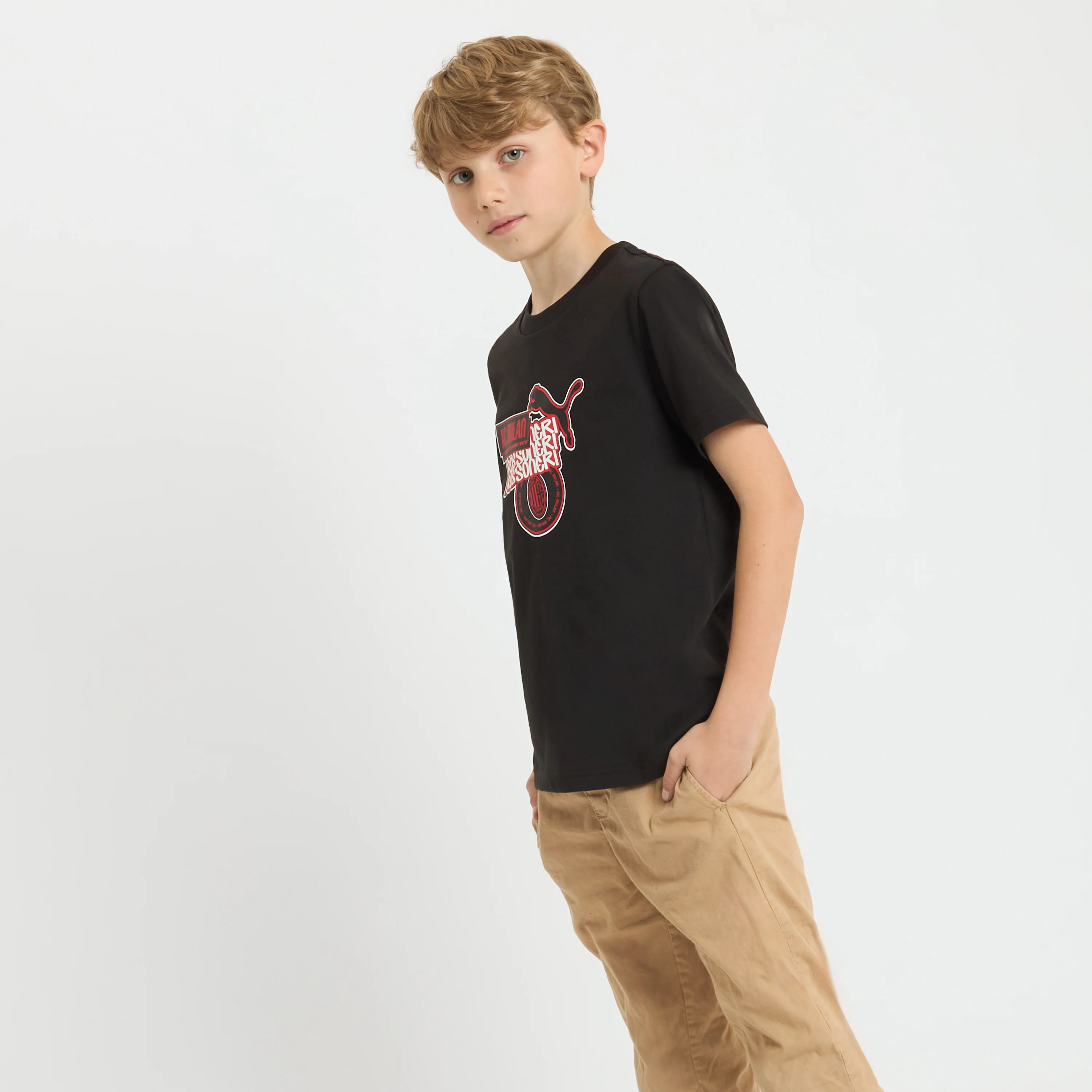 T-SHIRT NERA CON GRAFICA ROSSONERI BAMBINO MILAN CULTURE - Image 3