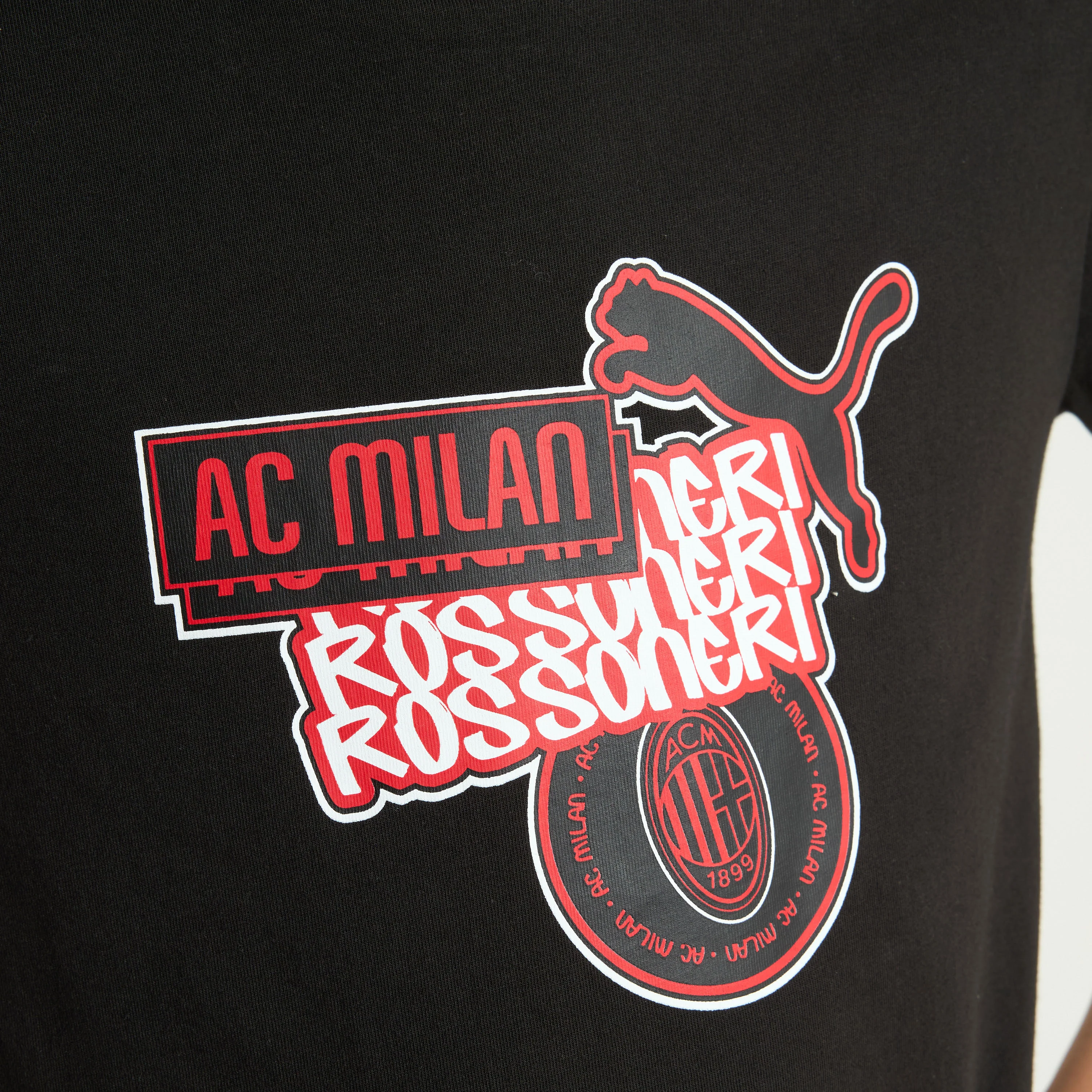 T-SHIRT NERA CON GRAFICA ROSSONERI BAMBINO MILAN CULTURE - Image 5