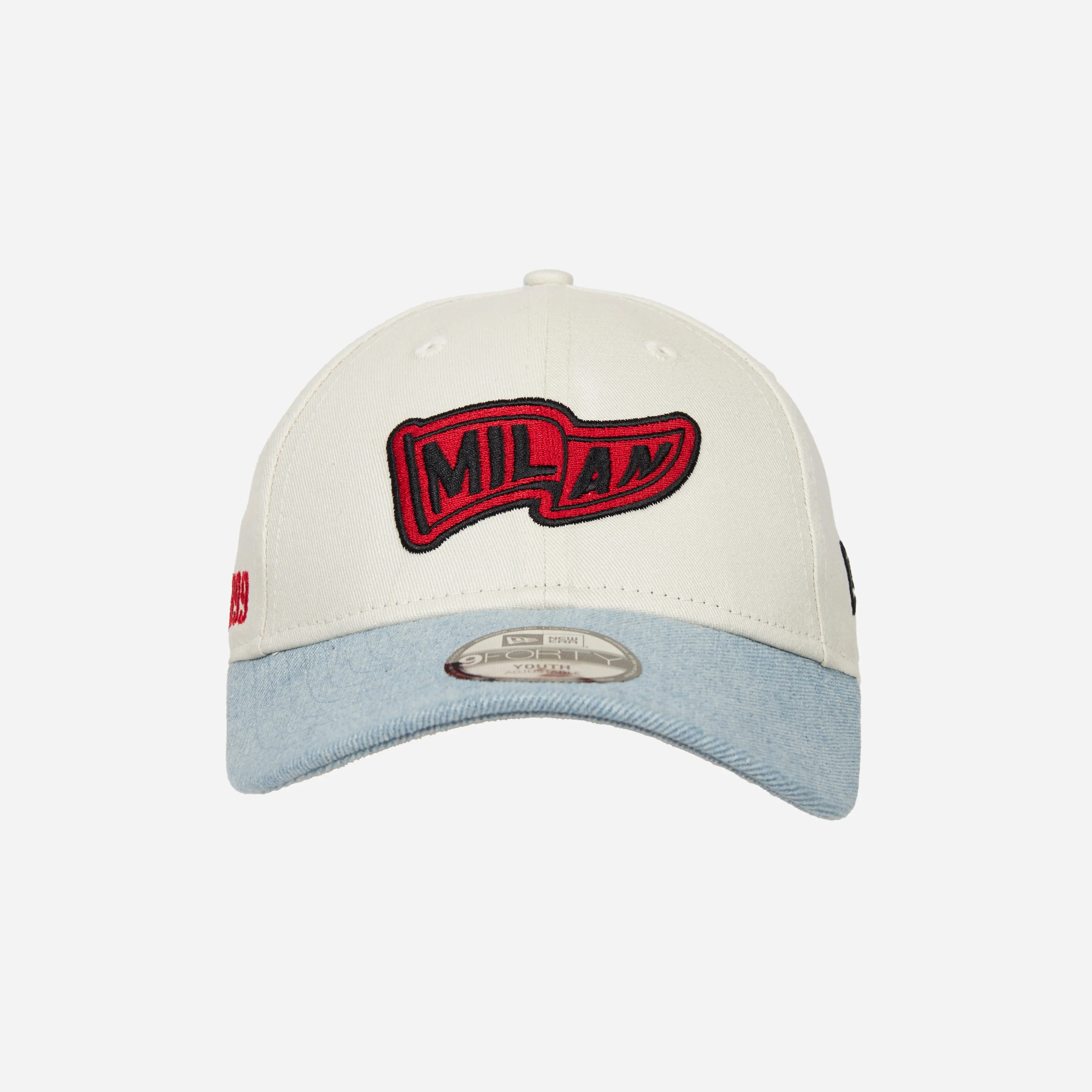CAPPELLINO RAGAZZO 9FORTY® NEW ERA X AC MILAN BIANCO CON VISIERA IN DENIM - Image 2